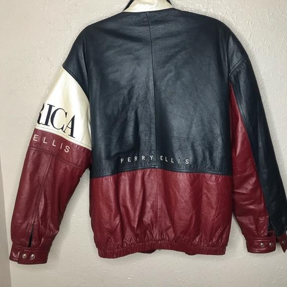 VTG Perry Ellis America 90s Leather Varsity Jacket - Picture 13 of 13